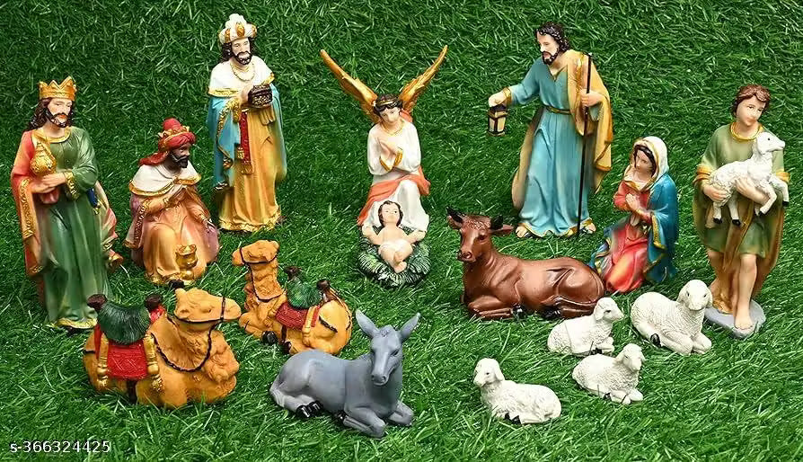 Jesus Crib of 12 pieces SIZE 6 INCH , High quality Resin idols for Crib